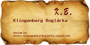 Klingenberg Boglárka névjegykártya